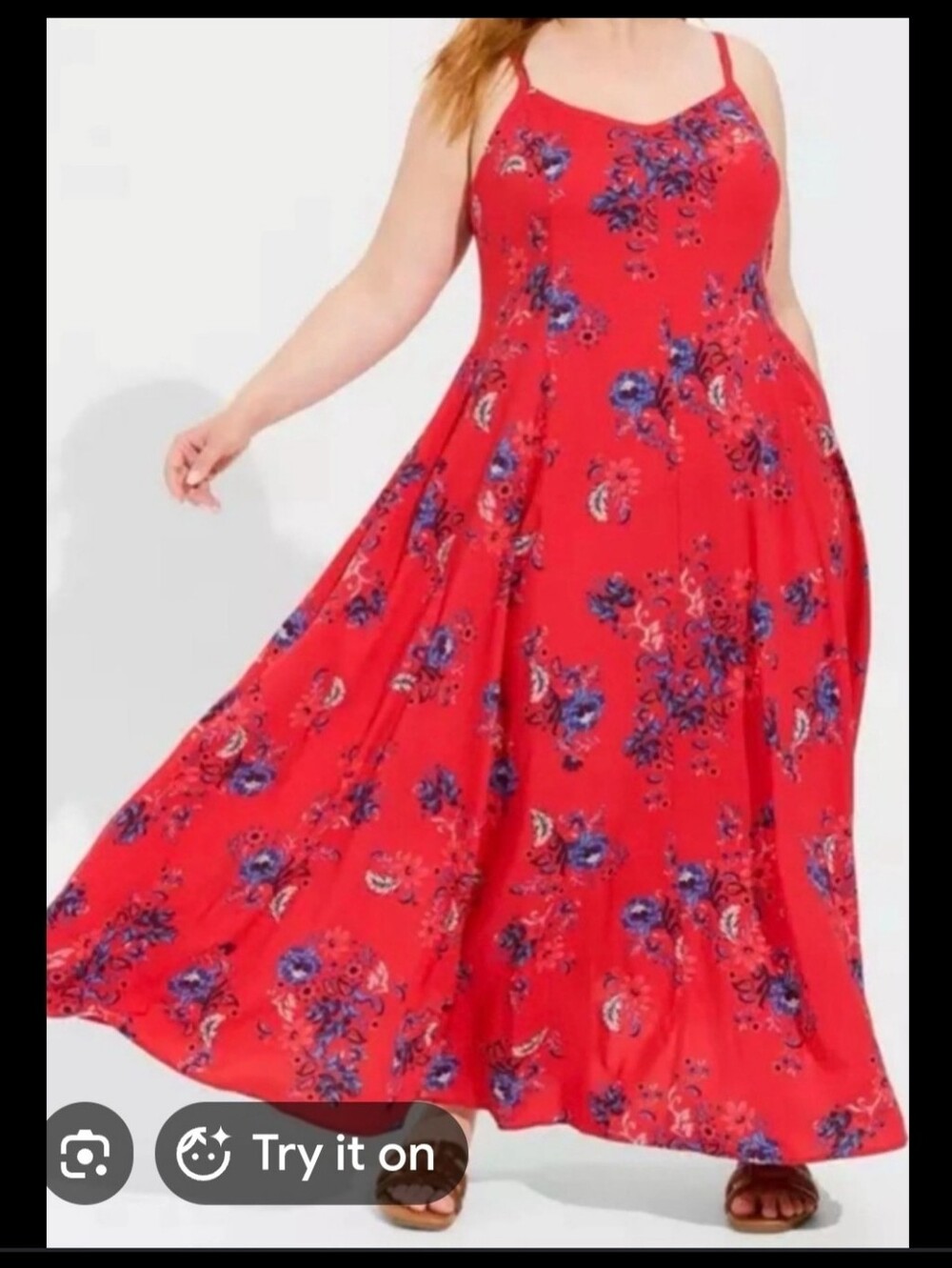 Red Floral Maxi Dress Size 0